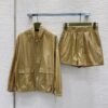 GUCCI summer new dark jacquard stand collar jacket + high waist shorts