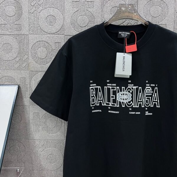 BALENCIAGA Simple letter LOGO double ring + small letter three-dimensional glue dripping process 330g round neck short sleeve high quality T-shirt