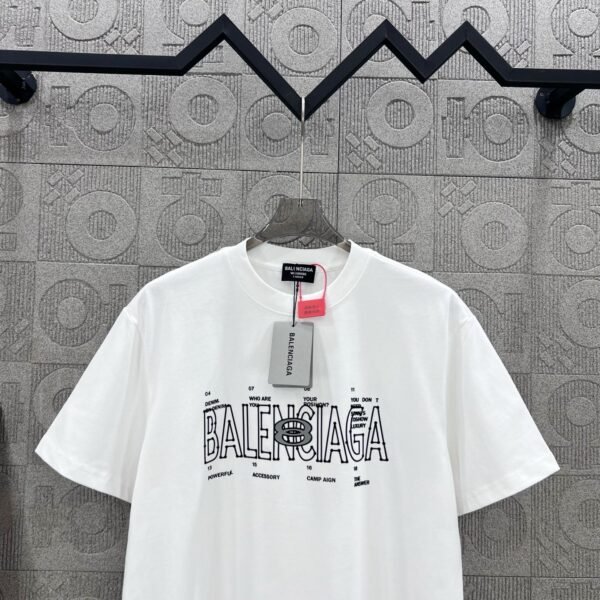 BALENCIAGA Simple letter LOGO double ring + small letter three-dimensional glue dripping process 330g round neck short sleeve high quality T-shirt