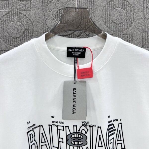 BALENCIAGA Simple letter LOGO double ring + small letter three-dimensional glue dripping process 330g round neck short sleeve high quality T-shirt