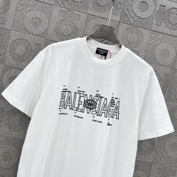 BALENCIAGA Simple letter LOGO double ring + small letter three-dimensional glue dripping process 330g round neck short sleeve high quality T-shirt