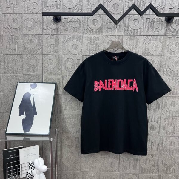 BALENCIAGA Simple letter LOGO + BB big letter printing process 330g round neck short sleeve high quality T-shirt