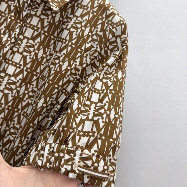 MaxMara New summer mocha color classic logo print collar dress