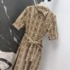 MaxMara New summer mocha color classic logo print collar dress