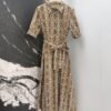 MaxMara New summer mocha color classic logo print collar dress