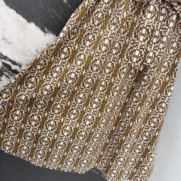 MaxMara New summer mocha color classic logo print collar dress