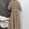 MaxMara New summer mocha color classic logo print collar dress