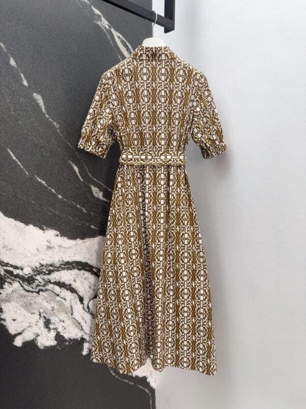 MaxMara New summer mocha color classic logo print collar dress
