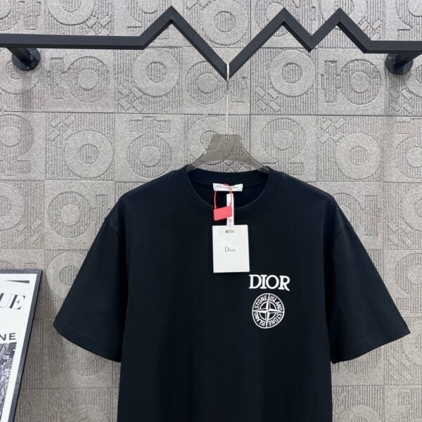 DIOR&Stone Island joint Stone Island logo three-dimensional glue process 330g round neck short-sleeved T-shirt high weight