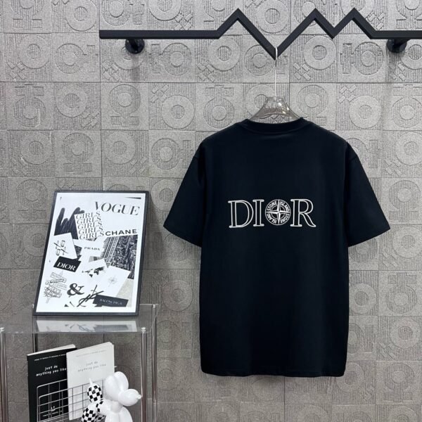 DIOR&Stone Island joint Stone Island logo three-dimensional glue process 330g round neck short-sleeved T-shirt high weight