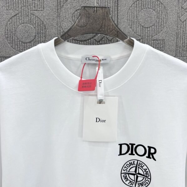 DIOR&Stone Island joint Stone Island logo three-dimensional glue process 330g round neck short-sleeved T-shirt high weight
