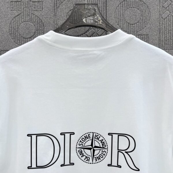 DIOR&Stone Island joint Stone Island logo three-dimensional glue process 330g round neck short-sleeved T-shirt high weight