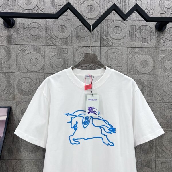 BURBERRY Hollow Warhorse LOGO logo three-dimensional glue dripping process 330g round neck short sleeve high quality T-shirt