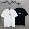 GUCCI Simple LOGO double G three-dimensional glue craft 330g round neck short-sleeved T-shirt