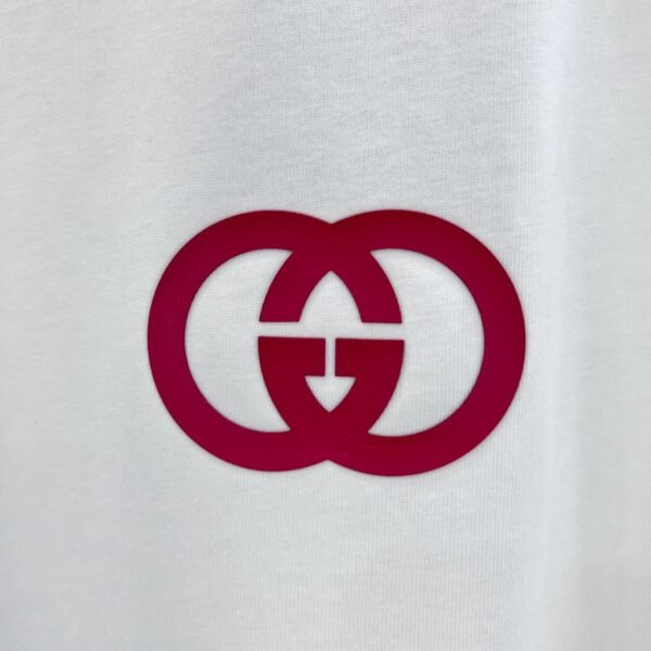 GUCCI Simple LOGO double G three-dimensional glue craft 330g round neck short-sleeved T-shirt