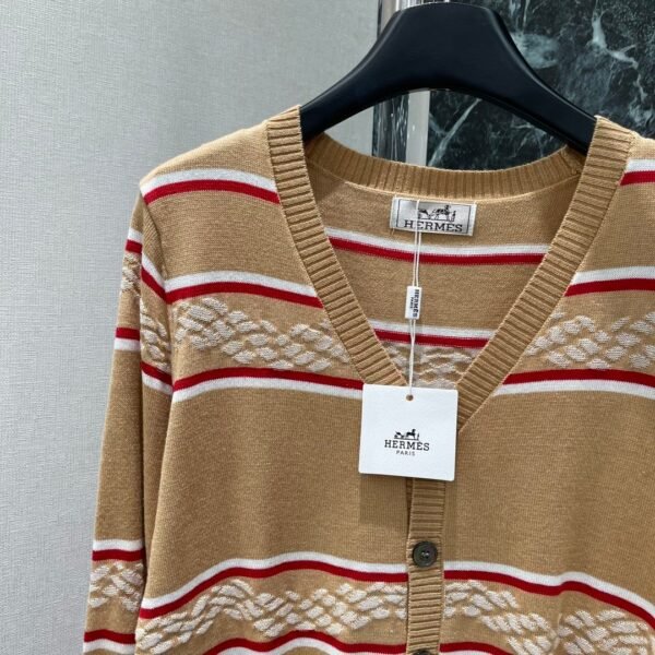 Hermès Early Autumn New Round Neck Knitted Long Sleeve Contrast Stripes Premium quality