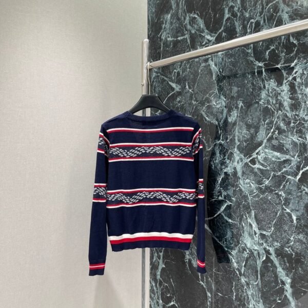 Hermès Early Autumn New Round Neck Knitted Long Sleeve Contrast Stripes Premium quality
