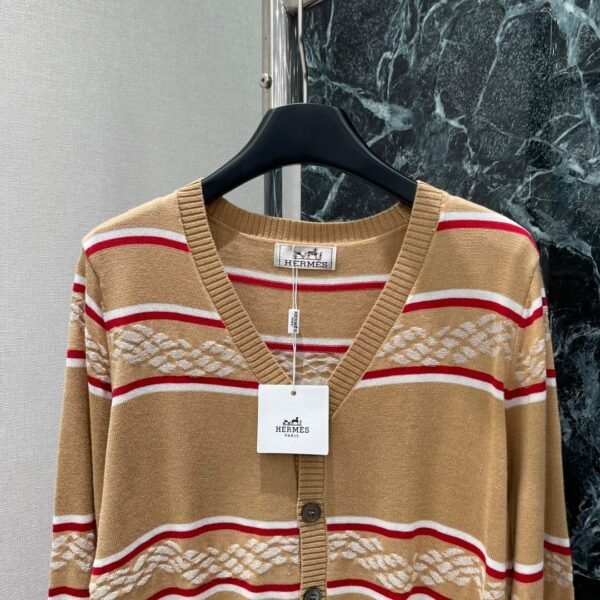 Hermès Early Autumn New Round Neck Knitted Long Sleeve Contrast Stripes Premium quality