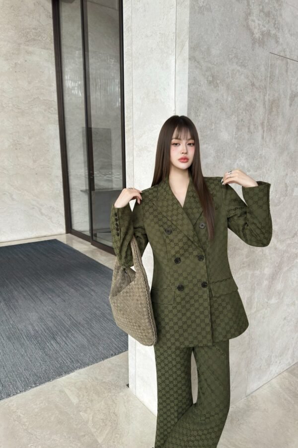 GUCCI series green jacquard suit jacket advanced handmade high-quality clothing