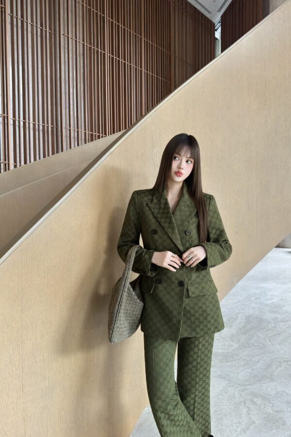 GUCCI series green jacquard suit jacket advanced handmade high-quality clothing