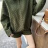 GUCCI Green jacquard leather collar jacket High-end handmade quality clothing