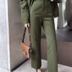 GUCCI series green jacquard suit trousers Advanced handmade high-quality trousers