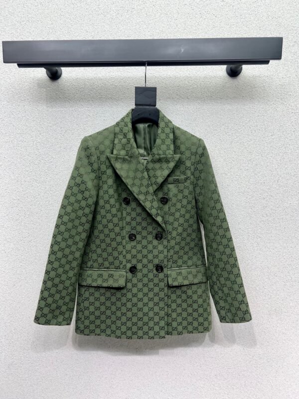 GUCCI series green jacquard suit jacket advanced handmade high-quality clothing