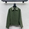 GUCCI Green jacquard leather collar jacket High-end handmade quality clothing