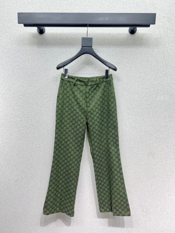 GUCCI series green jacquard suit trousers Advanced handmade high-quality trousers