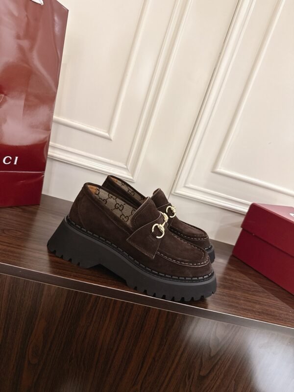 Gucci Horsebit-decorated grooved-soled loafers with a 5cm thickness