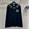 miumiu 2025 new rhinestone beaded round neck long-sleeved bottoming shirt