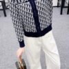 DIOR 2025 new lapel jacquard knitted cardigan wool yarn weaving