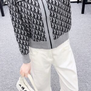 DIOR 2025 new lapel jacquard knitted cardigan wool yarn weaving