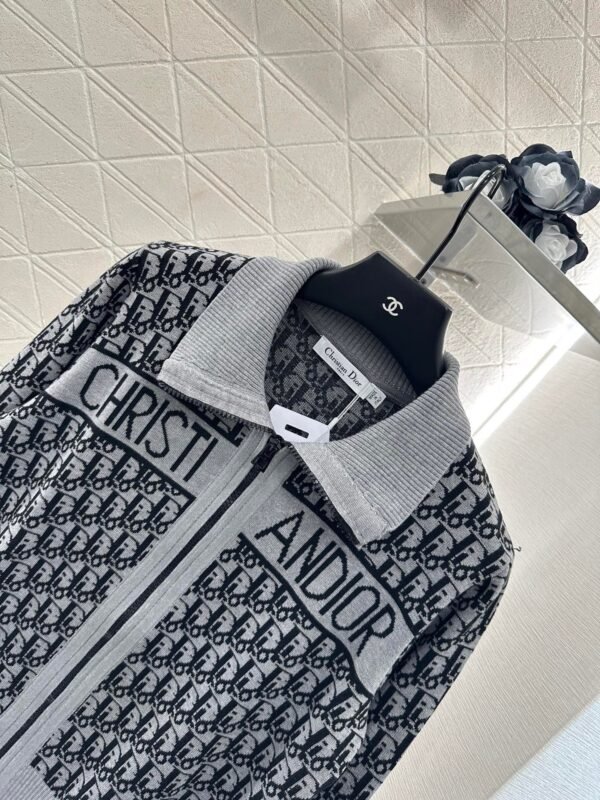 DIOR 2025 new lapel jacquard knitted cardigan wool yarn weaving