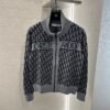DIOR 2025 new lapel jacquard knitted cardigan wool yarn weaving