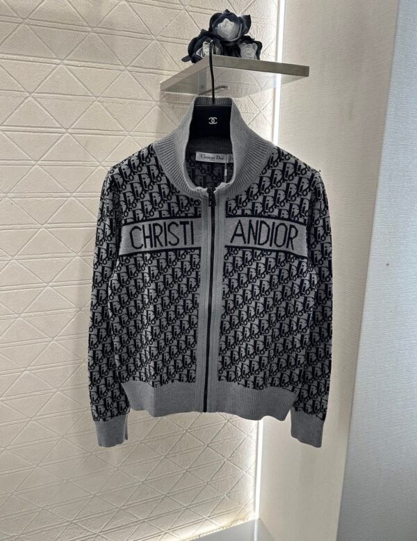 DIOR 2025 new lapel jacquard knitted cardigan wool yarn weaving