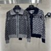 DIOR 2025 new lapel jacquard knitted cardigan wool yarn weaving