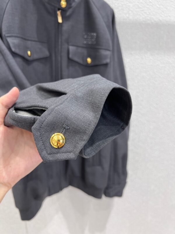 miumiu autumn new style stand collar patch embroidered zipper jacket coat embroidered logo high quality