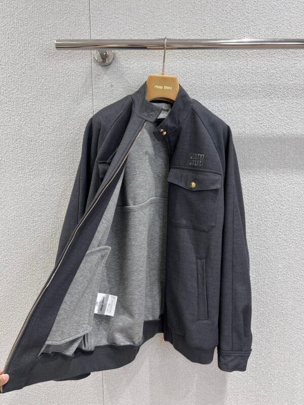 miumiu autumn new style stand collar patch embroidered zipper jacket coat embroidered logo high quality