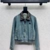 Loewe leather collar denim jacket quality clothing jacket