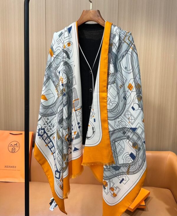 Hermes velvet long scarf high-end double-sided same color scarf 65x185cm