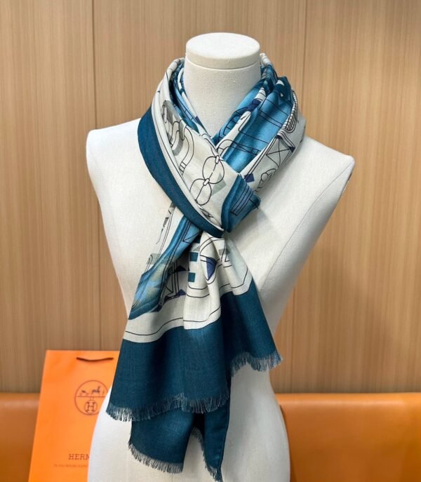 Hermes velvet long scarf high-end double-sided same color scarf 65x185cm