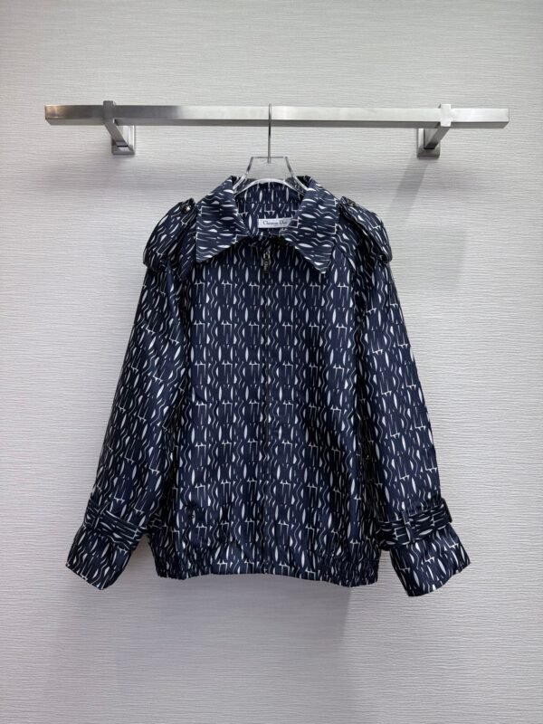 DIOR New short trench coat with patterned jacquard fabric decoration