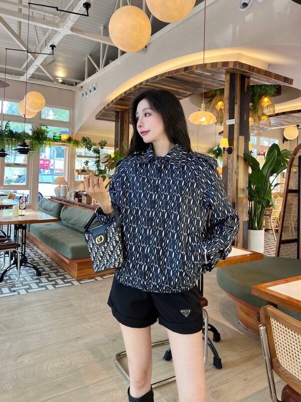 DIOR New short trench coat with patterned jacquard fabric decoration