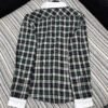 Celine 2025 Early Autumn Plaid Lapel Embroidered Shirt High Quality Clothes