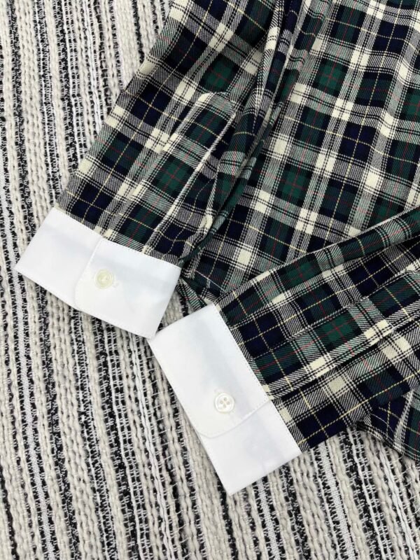 Celine 2025 Early Autumn Plaid Lapel Embroidered Shirt High Quality Clothes