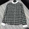 Celine 2025 Early Autumn Plaid Lapel Embroidered Shirt High Quality Clothes
