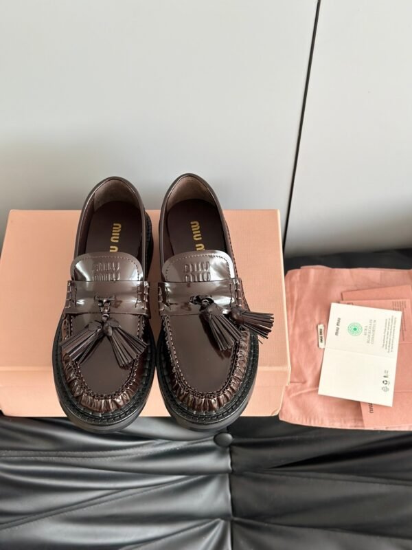 miumiu 2025 new tassel retro thick-soled loafers high-end version