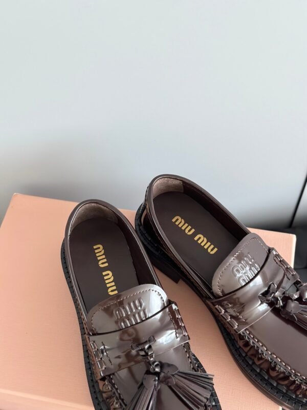 miumiu 2025 new tassel retro thick-soled loafers high-end version