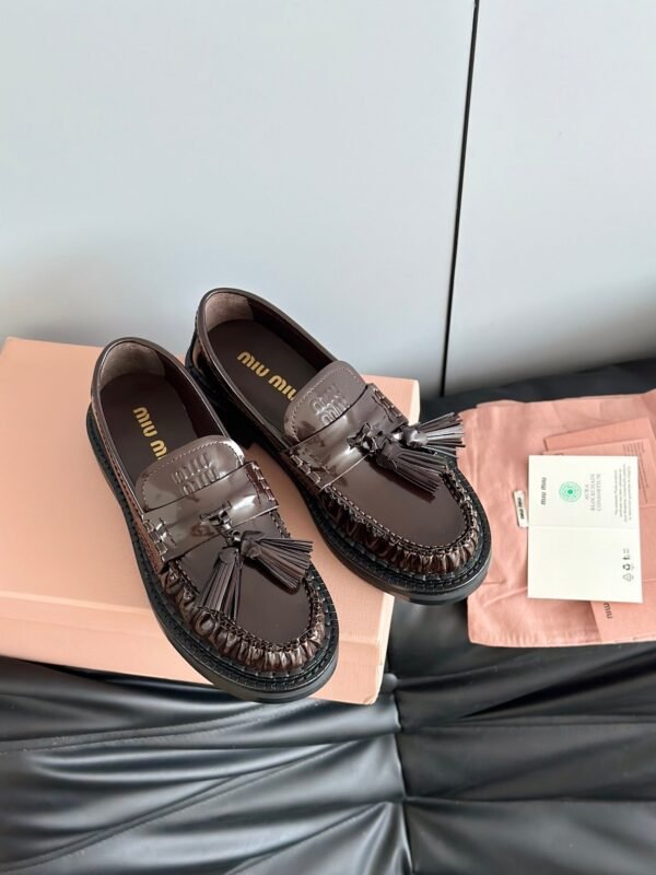 miumiu 2025 new tassel retro thick-soled loafers high-end version